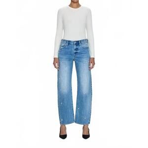 NEW PISTOLA lexi mid rise bowed straight jeans in confetti vintage